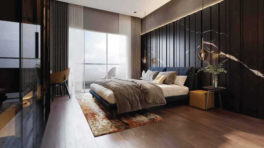 Artist's impression of a bedroom