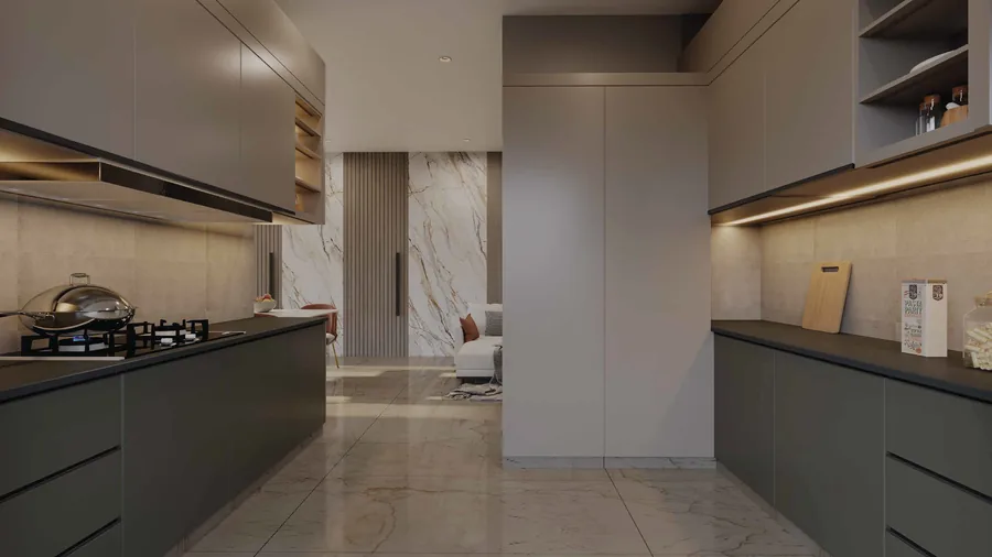 Artist's impression of a kitchen